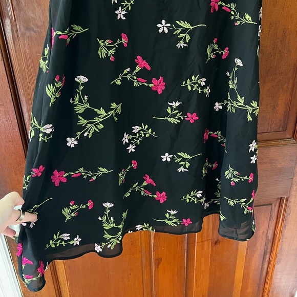 Tommy Hilfiger Black Floral Embroidered Dress Midi Cocktail Party Work Wear Boho - Picture 4 of 11